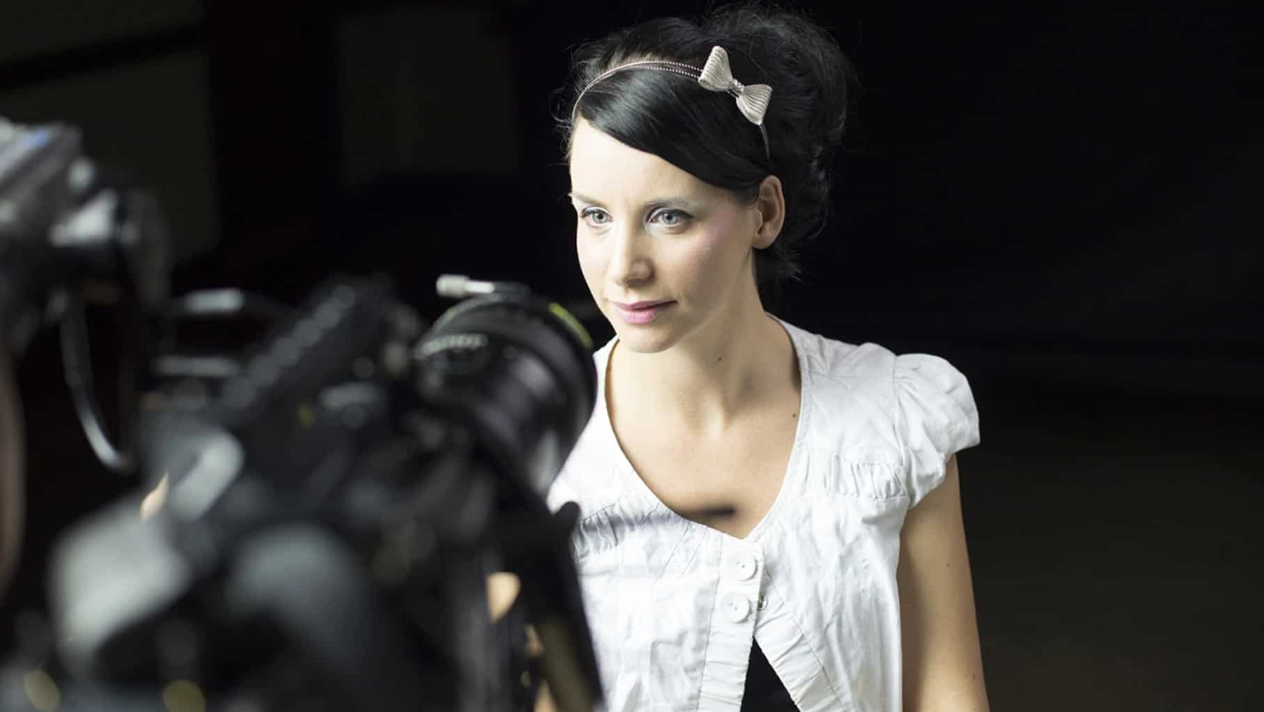 A women looking into camera